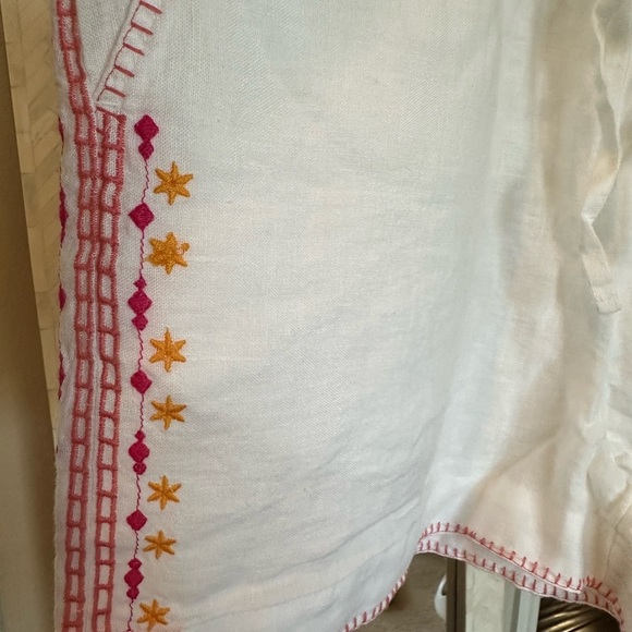 NWT 100% Linen Cynthia Rowley White Women's Shorts with Pink Accents - Picture 3 of 6